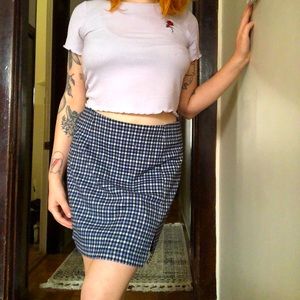 Blue gingham high waisted skirt